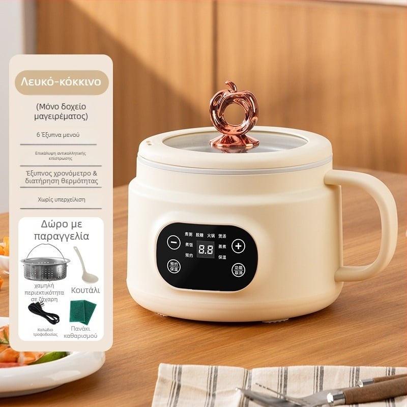 Μίνι ηλεκτρικός μαγειρευτής με ενσωματωμένο σχέδιο, χωρητικότητα 2 L, θέρμανση ατμού, έλεγχος με μικροεπεξεργαστή και έξυπνο χρονόμετρο για 2–3 άτομα