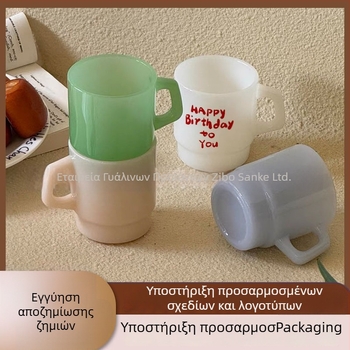 Κορεατικού στυλ θερμοανθεκτικό γυάλινο κύπελλο με λαβή, χειροποίητο κυλινδρικό σχήμα, 300 γρ