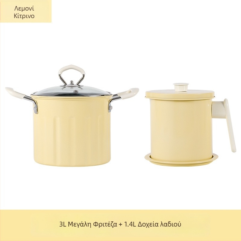 Πολυλειτουργική κατσαρόλα για τηγάνισμα και βράσιμο, από επεξεργασμένο σίδηρο, γυάλινο καπάκι, αντικολλητική επίστρωση, μοντέλο NYZGD