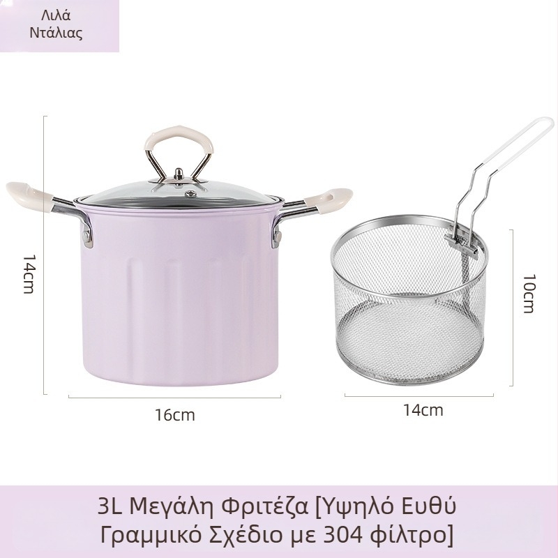 Πολυλειτουργική κατσαρόλα για τηγάνισμα και βράσιμο, από επεξεργασμένο σίδηρο, γυάλινο καπάκι, αντικολλητική επίστρωση, μοντέλο NYZGD