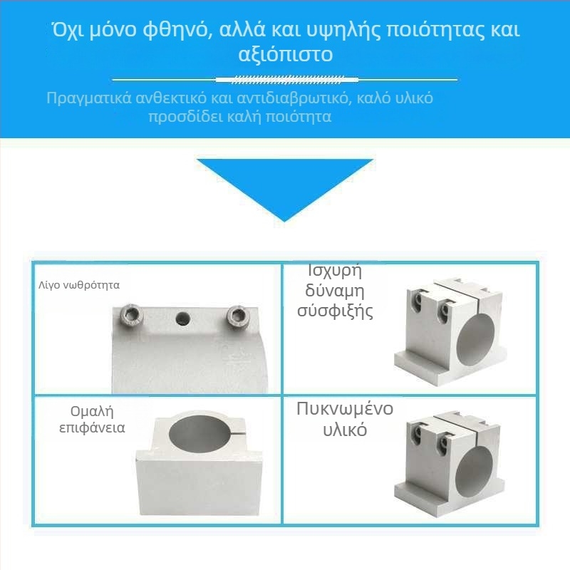 Στήριγμα για άξονα κινητήρα μηχανής χαρακτικής, από χυτό αλουμίνιο, με στερέωση και σχεδίαση με μη ολισθητικά δόντια