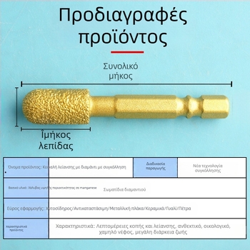 Κεφαλή διαμαντικής λείανσης με εξάγωνικό άξονα, σκληρό περιστρεφόμενο αρχείο για γυάλισμα και λείανση