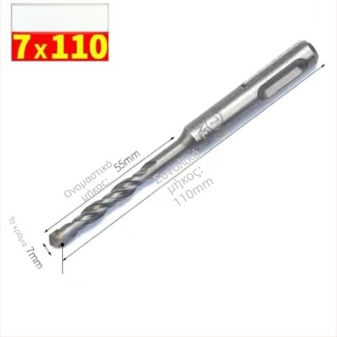 Τρυπάνι κρούσης με κυκλική κεφαλή και κυκλική λαβή, χωρίς εξάγωνο, για τοίχους από μπετόν