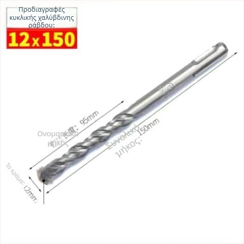 Τρυπάνι κρούσης με κυκλική κεφαλή και κυκλική λαβή, χωρίς εξάγωνο, για τοίχους από μπετόν