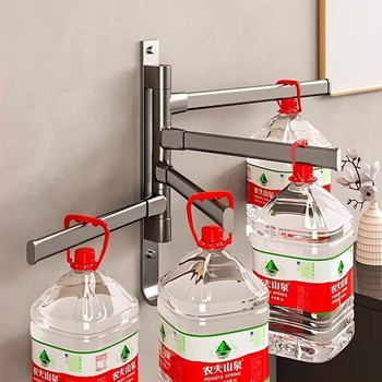 Επιτοίχια περιστρεφόμενη ράγα πετσέτας, γωνιακός σχεδιασμός, χωρίς διάτρηση, από κράμα αλουμινίου, φορτίο 10 kg, 5 επιπέδων, φινίρισμα με πλαστικό ψεκασμό