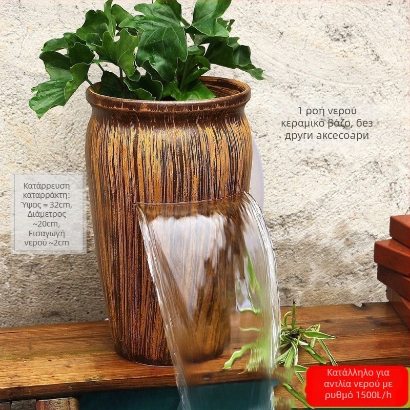 Κεραμικό διακοσμητικό με καταρράκτη για ενυδρείο, απλός και μοντέρνος σχεδιασμός, χωρίς προσαρμογές, δώρο