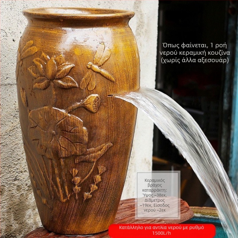 Κεραμικό διακοσμητικό με καταρράκτη για ενυδρείο, απλός και μοντέρνος σχεδιασμός, χωρίς προσαρμογές, δώρο