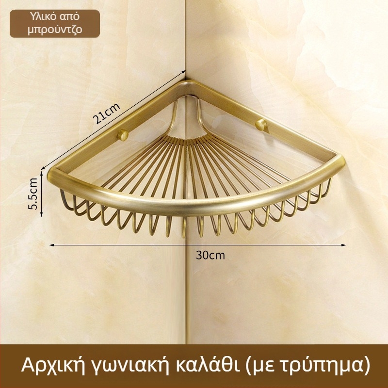 Κρεμάστρα Πετσετών από Χαλκό, Αντίκα Στυλ, Μπάνιο, Μονό επίπεδο Αποθήκευσης, Βουρτσισμένο Φινίρισμα, Ικανότητα Φόρτωσης 10 kg