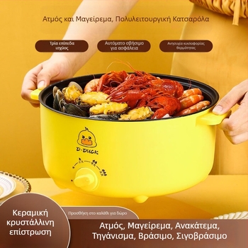 Ηλεκτρική συσκευή μαγειρέματος με διπλό χερούλι και έλεγχο με περιστροφικό διακόπτη, ενσωματωμένος σχεδιασμός, για 4–5 μερίδες