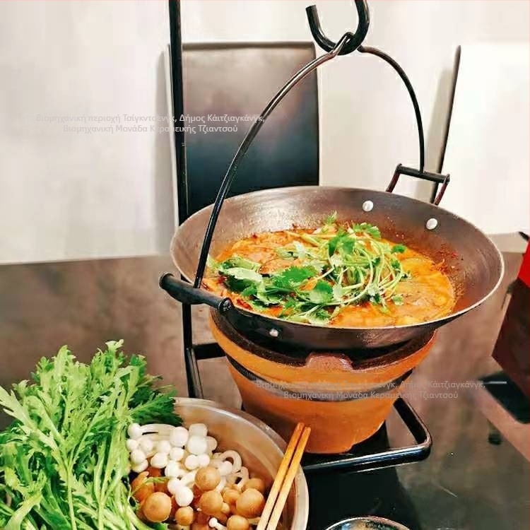 Παραδοσιακή κρεμαστή κατσαρόλα από χυτό σίδηρο – κινέζικου στυλ, χωρίς επίχρισμα, με μονό πάτο, συμβατή με γκαζάκι