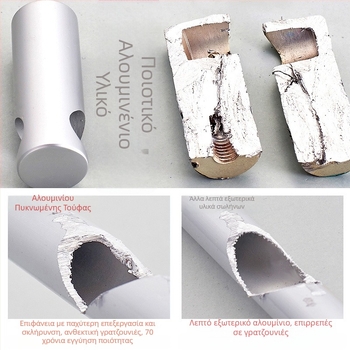 Κρεμάστρα πετσέτας τοίχου, μονή ράγα, από αλουμίνιο διαστημικού τύπου, φινίρισμα ανοδίωση, εγκατάσταση χωρίς διάτρηση, φορτίο έως 30 kg