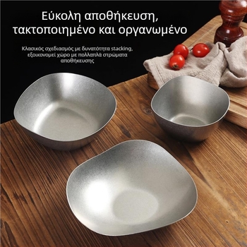 Ρηχός δίσκος από ανοξείδωτο χάλυβα 304, ρετρό στυλ, ματ επιφάνεια, κατάλληλος για φούρνο μικροκυμάτων, για σνακ και γλυκίσματα.