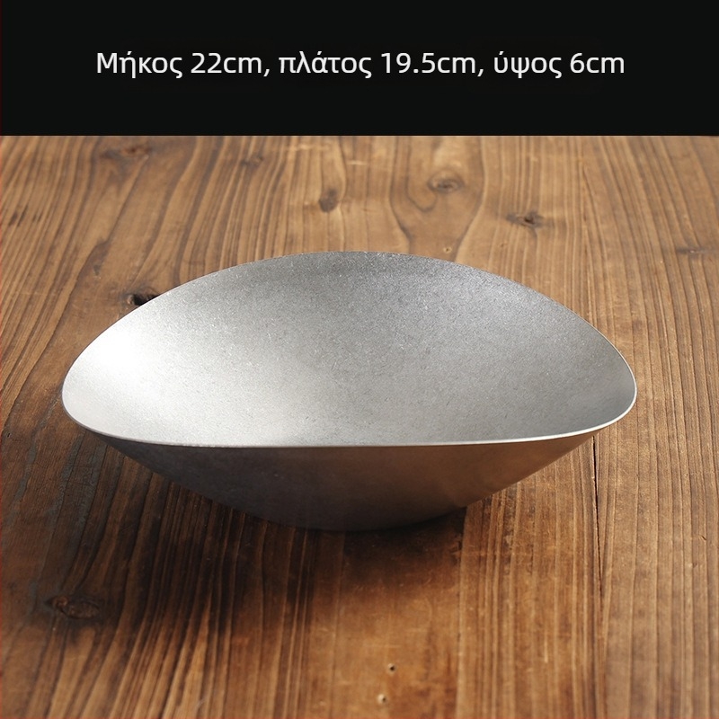 Ρηχός δίσκος από ανοξείδωτο χάλυβα 304, ρετρό στυλ, ματ επιφάνεια, κατάλληλος για φούρνο μικροκυμάτων, για σνακ και γλυκίσματα.