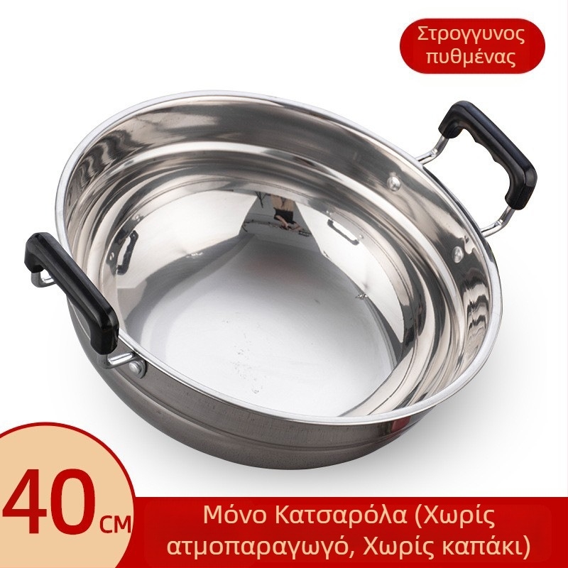 Γουόκ από ανοξείδωτο χάλυβα για ατμό και τηγάνισμα – διπλής χρήσης σκεύος με ένα πάτο, βάθος 15 εκ., καπάκι από ανοξείδωτο χάλυβα, συμβατό με όλες τις εστίες