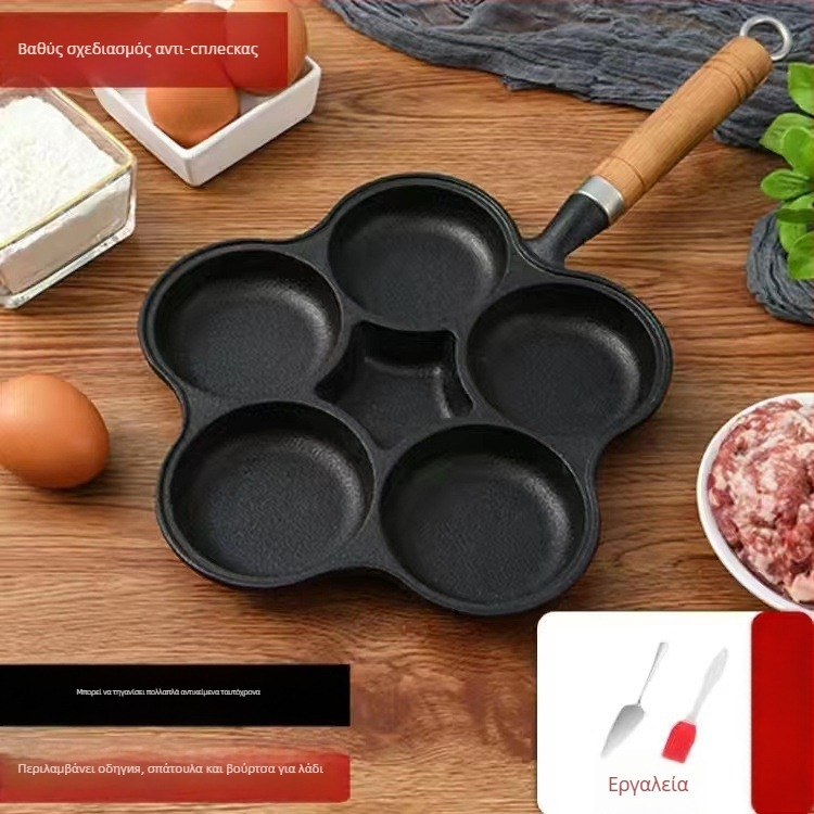 Τηγάνι από χυτοσίδηρο με μη-κολλητική επίστρωση — Μοντέλο XLF-JP; Λειτουργία: φόρμα για μπέργκερ, ψωμί, τηγανητό αυγό και κέικ; Βάρος: 2,6 κιλά