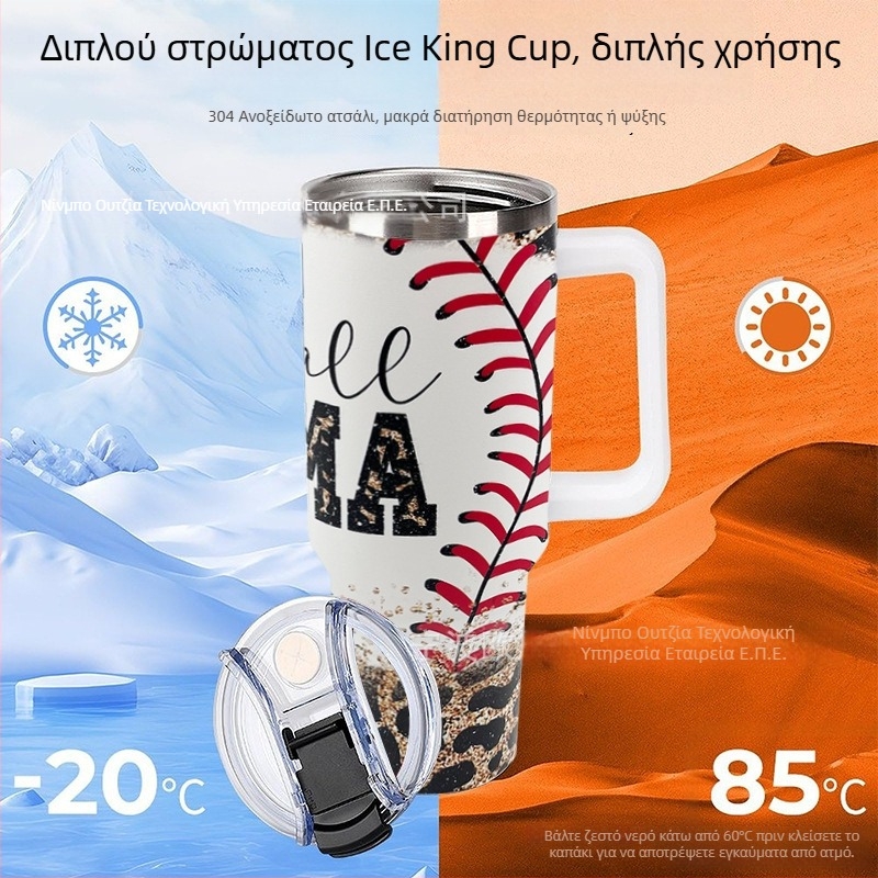 Αναδιπλούμενο θερμός κύπελλο, διπλής στρώσης κενού μόνωσης, εσωτερικό 304 ανοξείδωτο ατσάλι / εξωτερικό 201 ανοξείδωτο ατσάλι, ανθεκτικό στη διαρροή, με χειρολαβή και βιδωτό καπάκι