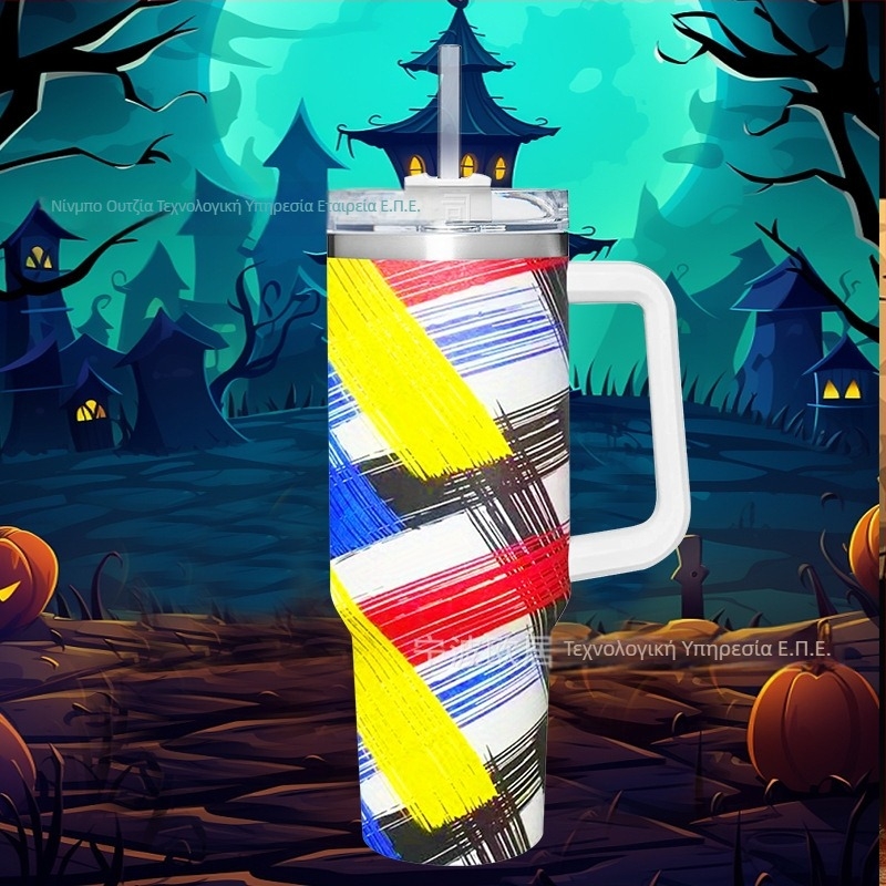 Αναδιπλούμενο θερμός κύπελλο, διπλής στρώσης κενού μόνωσης, εσωτερικό 304 ανοξείδωτο ατσάλι / εξωτερικό 201 ανοξείδωτο ατσάλι, ανθεκτικό στη διαρροή, με χειρολαβή και βιδωτό καπάκι