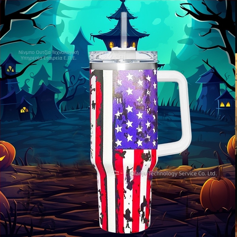 Αναδιπλούμενο θερμός κύπελλο, διπλής στρώσης κενού μόνωσης, εσωτερικό 304 ανοξείδωτο ατσάλι / εξωτερικό 201 ανοξείδωτο ατσάλι, ανθεκτικό στη διαρροή, με χειρολαβή και βιδωτό καπάκι