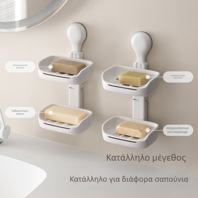 Lazy Corner ABS βάση σαπουνιού με βεντούζες για τοίχο, χωρίς διάτρηση, αποθήκευση μπάνιου με αποστράγγιση, 72 τεμάχια
