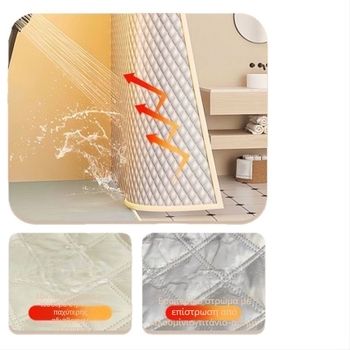 Κουρτίνα ντους, αδιάβροχη και ανθεκτική στη μούχλα, χωρίς διάτρηση εγκατάσταση, παχυσμένη για διαχωρισμό ξηρού-υγρού; Υλικό: μίξη πολυεστέρα (μίμηση λίνου); Στυλ: φως-πολυτελής; Μοτίβο: μονόχρωμο; Προσαρμογή: διαθέσιμη