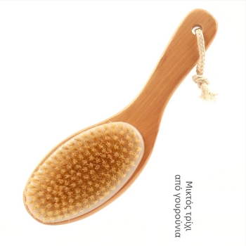 Βούρτσα μπάνιου και μασάζ με καμπύλη λαβή σε σχήμα πόδι κοτόπουλου, τρίχες από λωτό, απολεπιστική μασάζ με απαλές τρίχες