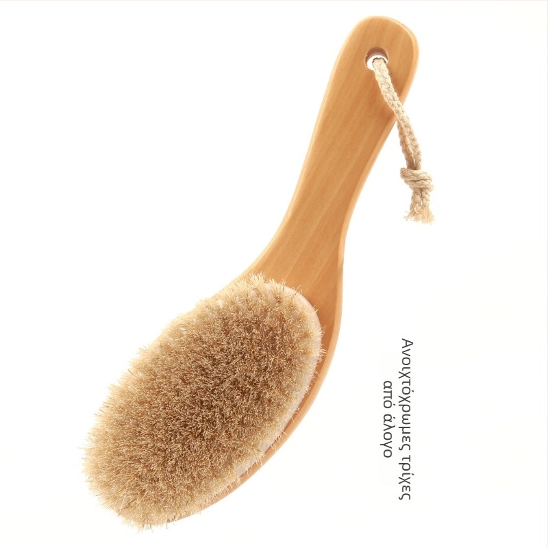 Βούρτσα μπάνιου και μασάζ με καμπύλη λαβή σε σχήμα πόδι κοτόπουλου, τρίχες από λωτό, απολεπιστική μασάζ με απαλές τρίχες