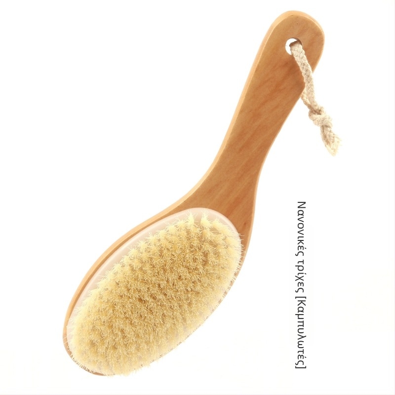 Βούρτσα μπάνιου και μασάζ με καμπύλη λαβή σε σχήμα πόδι κοτόπουλου, τρίχες από λωτό, απολεπιστική μασάζ με απαλές τρίχες