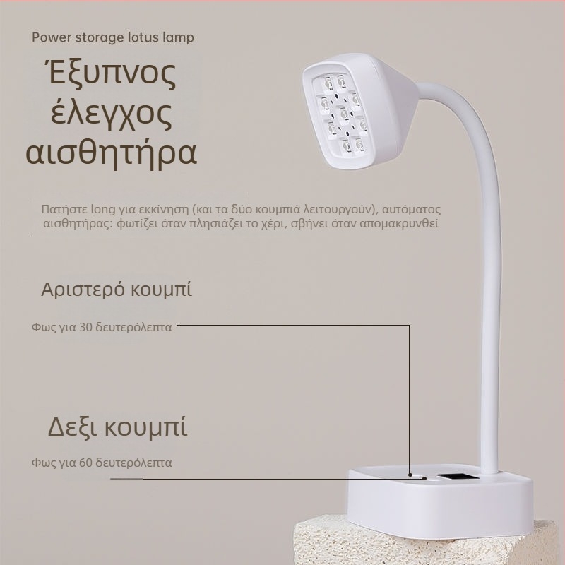 Λάμπα νυχιών με σχήμα λωτού – επιτραπέζια, επαναφορτιζόμενη, ευφυής επαγωγική λυχνία, φωτισμός θεραπείας, γρήγορο στέγνωμα, επαγγελματική χρήση μανικιούρ