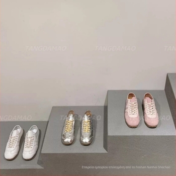 Unisex δερμάτινα αθλητικά με τετράγωνη μύτη, χαμηλό ύψος, κορδόνια, καουτσούκ σόλα, αναπνεύσιμη επένδυση