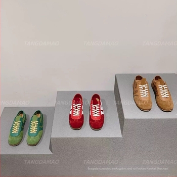 Unisex δερμάτινα αθλητικά με τετράγωνη μύτη, χαμηλό ύψος, κορδόνια, καουτσούκ σόλα, αναπνεύσιμη επένδυση