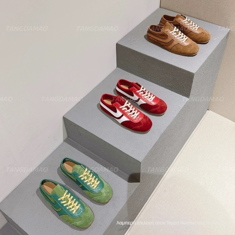 Unisex δερμάτινα αθλητικά με τετράγωνη μύτη, χαμηλό ύψος, κορδόνια, καουτσούκ σόλα, αναπνεύσιμη επένδυση