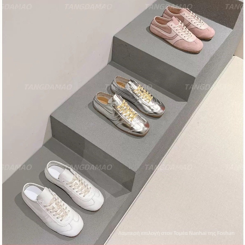 Unisex δερμάτινα αθλητικά με τετράγωνη μύτη, χαμηλό ύψος, κορδόνια, καουτσούκ σόλα, αναπνεύσιμη επένδυση