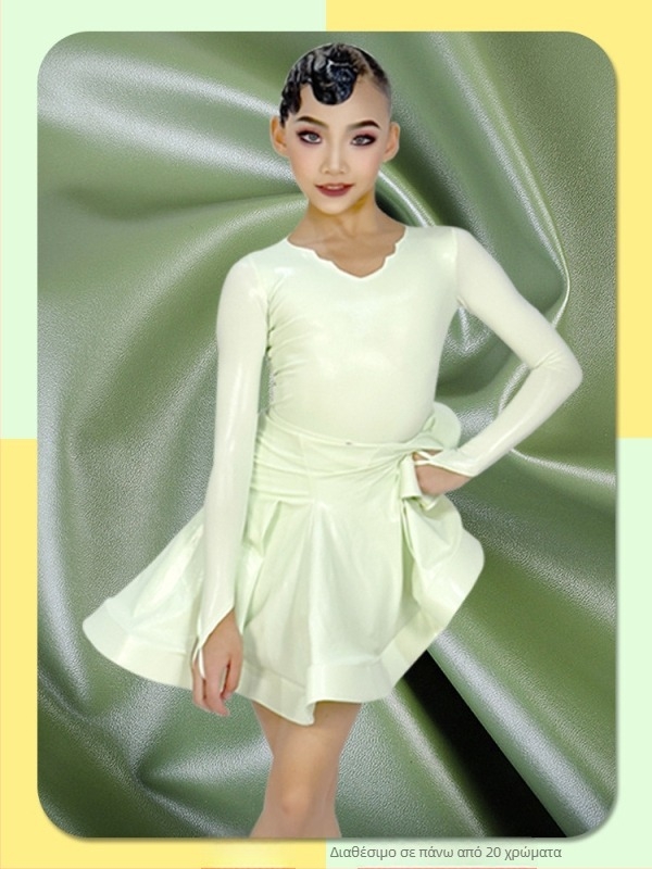 DNW Παιδικό Λατινικό Χορευτικό Κοστούμι για Κορίτσια, Μοντέρνος Χορός, Λαμπερή Δερμάτινη Υφή, 82% Ακετατική Νήματα, Επένδυση Πολυεστέρα-Βαμβάκι, Κατάλληλο για Χειμώνα-Άνοιξη-Φθινόπωρο