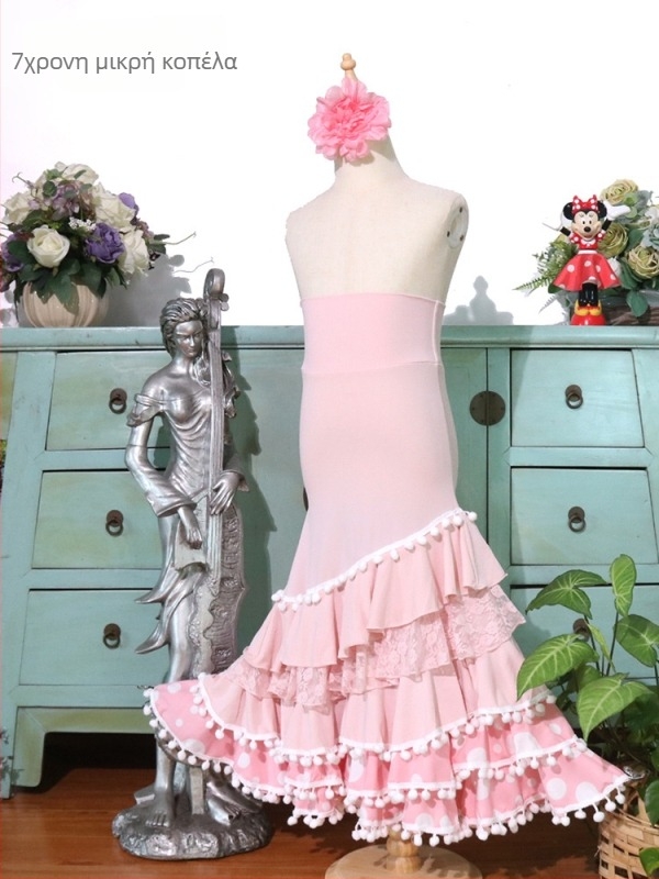 Παιδική φλαμένο φούστα χορού από πολυεστέρα με ελαστάν, 90–95% πολυεστέρα, χειμερινή σεζόν 2025, στυλ λογοτεχνικό ρετρό