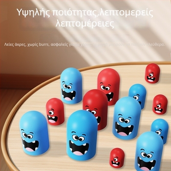 Διαδραστικό παιδικό επιτραπέζιο παιχνίδι με tic-tac-toe και κούκλες-μάτριοσκες, πλαστικό, μάρκα Gannady, κατάλληλο για παιδιά 4–6 ετών, βελτιώνει τον συντονισμό χεριών-ματιών.