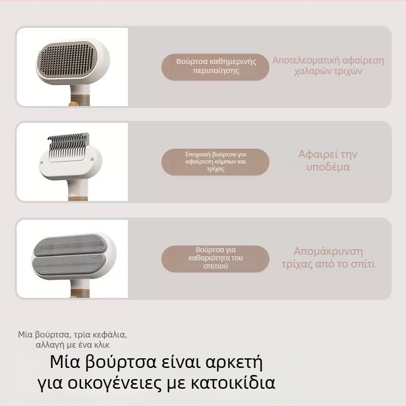 Εργαλείο Περιποίησης Γάτας – 3 σε 1: Αποδέσμευση Δεσμών, Αφαίρεση Κολλώδους και Ελεύθερου Τριχώματος – Υλικό ABS + Ανοξείδωτο Ατσάλι