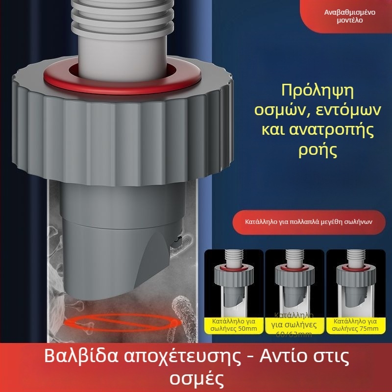 Πλαστική τάπα σφράγισης αποχέτευσης σωληνώσεων για νεροχύτη κουζίνας και πλυντήριο – PVC εξάρτημα κατά των οσμών, έγχυση, για inline χρήση