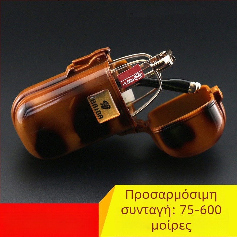 Πτυσσόμενα γυαλιά ανάγνωσης με φακούς από γυαλί, μεταλλικός πλήρης σκελετός σε οβάλ σχήμα, κατάλληλα για όλους