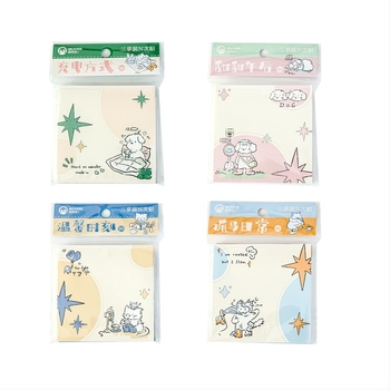 MR.paper Κορεάτικού στυλ γλυκό σημειωματάριο με αυτοκόλλητες σημειώσεις, γάτες και σκύλοι με γαλότσες στη βροχή, 90 εσωτερικές σελίδες