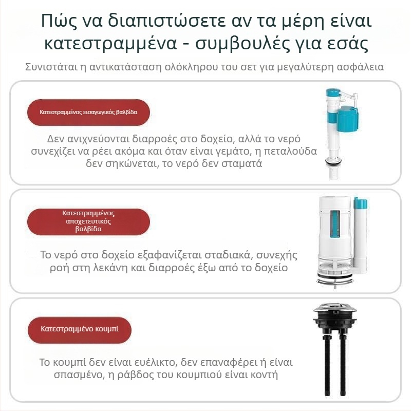 Αξεσουάρ δεξαμενής τουαλέτας - Βαλβίδα νερού, Διακόπτης πλήρωσης, Καθολική συμβατότητα, blister-pack συσκευασία, Υπηρεσία εγκατάστασης