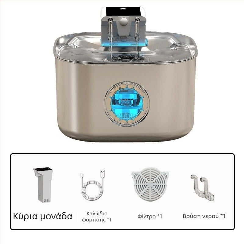 Διανομέας νερού κατοικίδιων Ft904 – 304 Ανοξείδωτος χάλυβας, 3,2 L χωρητικότητα, αποσπώμενο, χωρίς ηλεκτρική τροφοδοσία