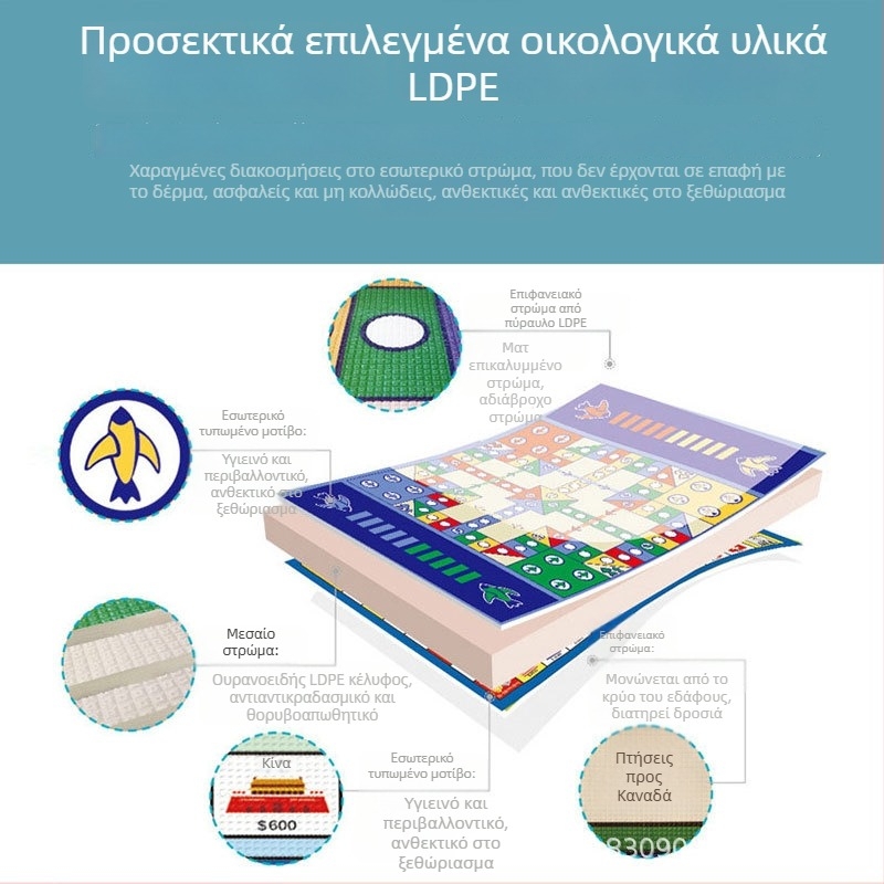 Εκπαιδευτικό παιδικό χαλάκι για παιχνίδι με σκάκι – LPDE υλικό, επιτραπέζιο παιχνίδι, κατάλληλο για 7–14 ετών