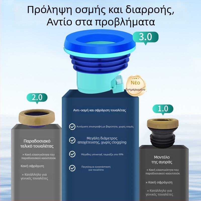 Ολοκληρωμένη σφράγιση φλαντζ τουαλέτας με βαλβίδα ελέγχου, αντιμυρωδιά και αντίστροφη ροή, ABS + καουτσούκ, παγκόσμιο αξεσουάρ, παχυνμένος σχεδιασμός