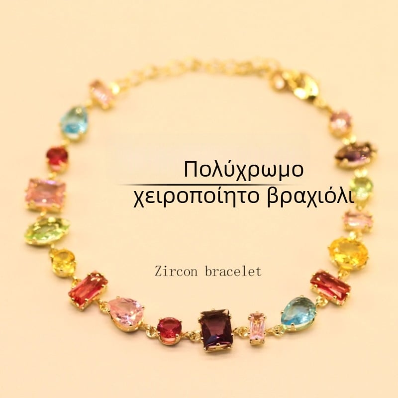 Miaoyue Jewelry βραχιόλι ζιρκόν γεωμετρικού σχήματος | Φρέσκο και γλυκό στυλ | Γυναικείο αξεσουάρ χεριού