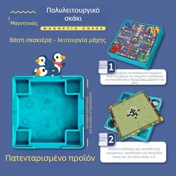 Μαγνητικό Ολοκληρωμένο Σετ Επιτραπέζιων Παιχνιδιών με Flying Chess, Backgammon και Checkers