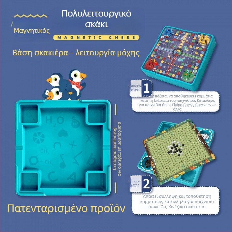 Μαγνητικό Ολοκληρωμένο Σετ Επιτραπέζιων Παιχνιδιών με Flying Chess, Backgammon και Checkers
