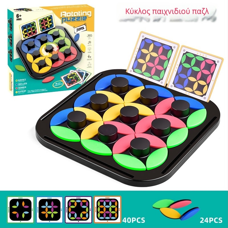 Παιδικό εκπαιδευτικό παιχνίδι: περιστρεφόμενος πίνακας παζλ με τρίγωνο σκάκι, διαδραστικό παιχνίδι γονέα-παιδιού, πλαστικό, 4–14 ετών, ανάπτυξη αντίληψης και συντονισμού χεριού-ματιού