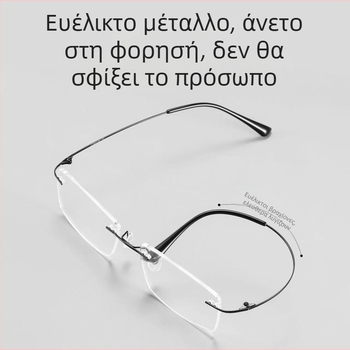 Γυαλιά ανάγνωσης χωρίς σκελετό, φακοί PC, προστασία από μπλε φως, πολυγωνικό ρετρό στυλ, μοντέλο K03L