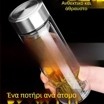 Κούπα τσαγιού από γυαλί μποροσίλι, με καλαμάκι, ανθεκτική στις πτώσεις, μονόστρωτη, φορητή