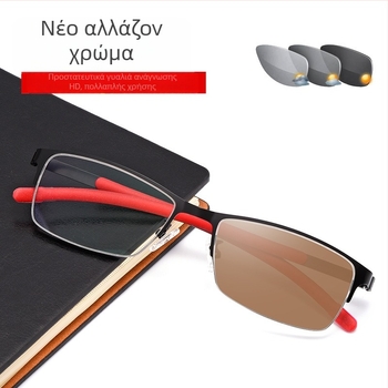 Γυαλιά ανάγνωσης, φακοί από ρητίνη, μεταλλικό πλαίσιο, ημι-πλαίσιο, μοντέλο 10162, στρογγυλός σχεδιασμός